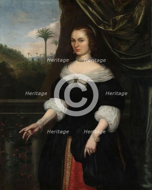 Portrait of Dina Lems, Wife of Jan Valckenburgh, c.1660. Creator: Daniel Vertangen.