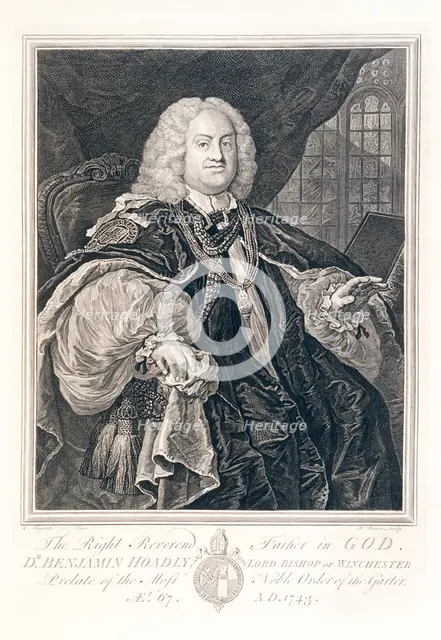 Portrait of Dr Benjamin Hoadly, Lord Bishop of Winchester, 1743. Creator: Bernard Baron.