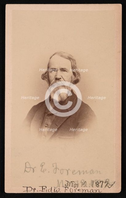 Portrait of Dr. Edward R. Foreman (1808-1885), March 12, 1872. Creator: John Goldin.