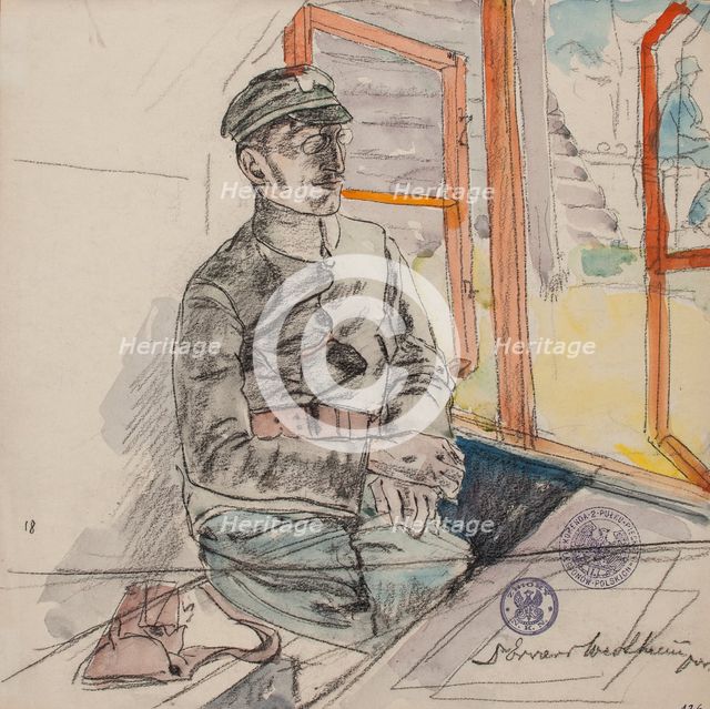 Portrait of Dr. Edward Wertheim, Lieutenant Physician of the Polish Legions, March-June 1916]. Creator: Leopold Gottlieb.