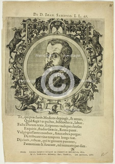 Portrait of Dr. Joan Sambuco, published 1574. Creators: Unknown, Johannes Sambucus.