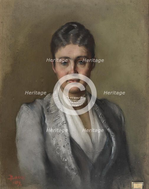 Portrait of Duchess Maria Theresa of Württemberg, Archduchess of Austria (1845-1927). Creator: Biasini, Mari (1866-1937).