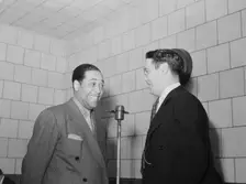 Portrait of Duke Ellington and William P. Gottlieb, WINX, Washington, D.C., c1940. Creator: Delia Potofsky Gottlieb