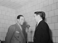 Portrait of Duke Ellington and William P. Gottlieb, WINX, Washington, D.C., c1940. Creator: Delia Potofsky Gottlieb