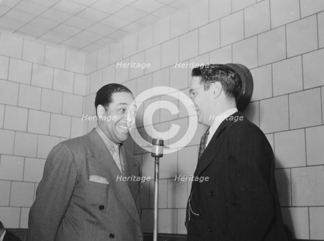 Portrait of Duke Ellington and William P. Gottlieb, WINX, Washington, D.C., c1940. Creator: Delia Potofsky Gottlieb.