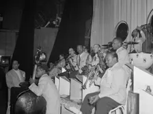 Portrait of Duke Ellington, Junior Raglin, Tricky..., Howard Theater(?), Washington, D.C., 1938. Creator: William Paul Gottlieb