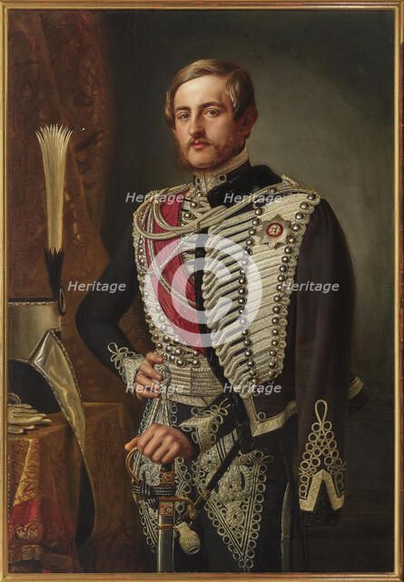 Portrait of Duke Eugen Erdmann of Württemberg (1820-1875) in Hussar uniform, 1846. Creator: Hildebrandt, Ferdinand Theodor (1804-1874).