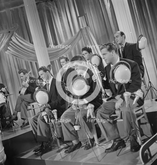 Portrait of Emil Terry, Lou Mucci, Eddie Zandy...Columbia Pictures...Beautiful Doll, N.Y., 1947. Creator: William Paul Gottlieb.