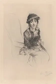 Portrait of Emma Dauvilliers, about 1889. Creator: Marcellin-Gilbert Desboutin
