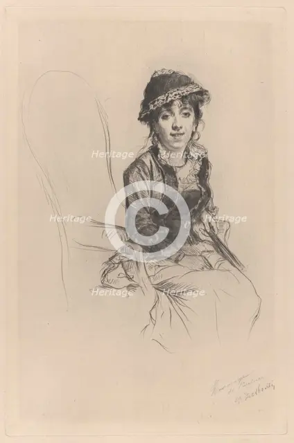 Portrait of Emma Dauvilliers, about 1889. Creator: Marcellin-Gilbert Desboutin.