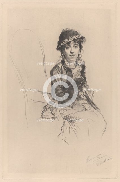 Portrait of Emma Dauvilliers, about 1889. Creator: Marcellin-Gilbert Desboutin.