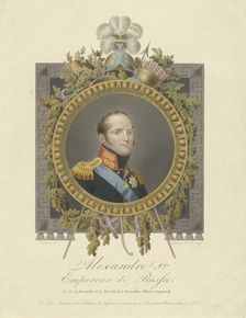 Portrait of Emperor Alexander I (1777-1825), 1825. Artist: Nieuwhoff, Walraad (1790-1837)