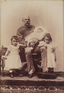 Portrait of Emperor Franz Joseph I with grandchildren, c.1900. Creator: Photo studio Rudolf Krziwanek, Vienna
