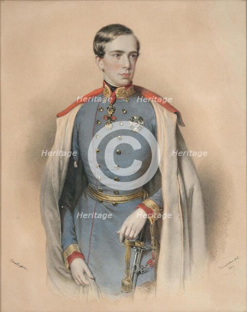 Portrait of Emperor Franz Joseph I of Austria (1830-1916), 1849. Creator: Kriehuber; Josef (1800-1876).