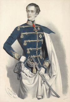 Portrait of Emperor Franz Joseph I of Austria, in Hungarian uniform, c. 1850. Creator: Kaiser, Eduard (1820-1895)