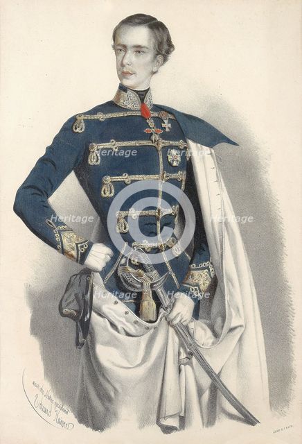 Portrait of Emperor Franz Joseph I of Austria, in Hungarian uniform, c. 1850. Creator: Kaiser, Eduard (1820-1895).