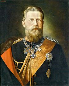 Portrait of Emperor Frederick III (1831-1888), King of Prussia in field marshal uniform, c 1888. Creator: Pfüller, Minna (1824-1907)