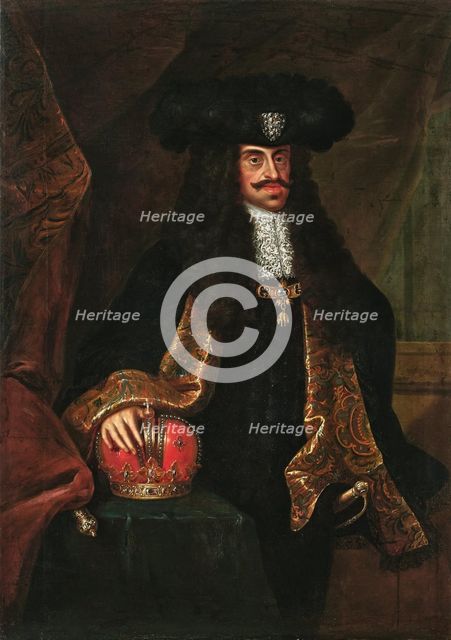 Portrait of Emperor Leopold I (1640-1705), with the Bohemian crown, c1700. Creator: Anonymous.