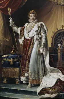 Portrait of Emperor Napoléon I Bonaparte (1769-1821) in his Coronation Robes, ca 1804. Artist: Gérard, François Pascal Simon (1770-1837)