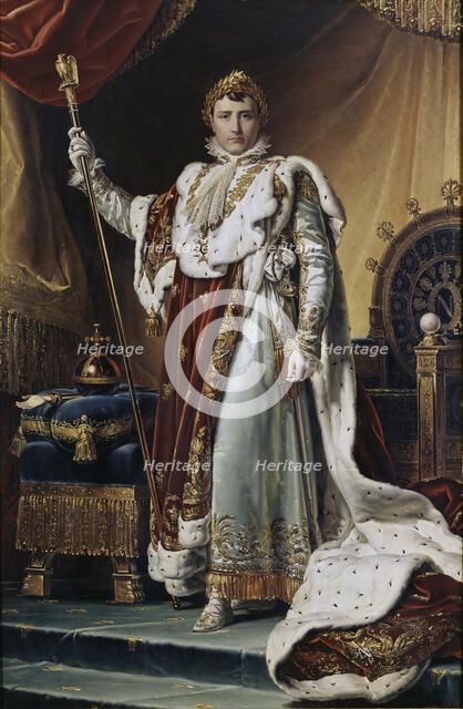 Portrait of Emperor Napoléon I Bonaparte (1769-1821) in his Coronation Robes, ca 1804. Artist: Gérard, François Pascal Simon (1770-1837)