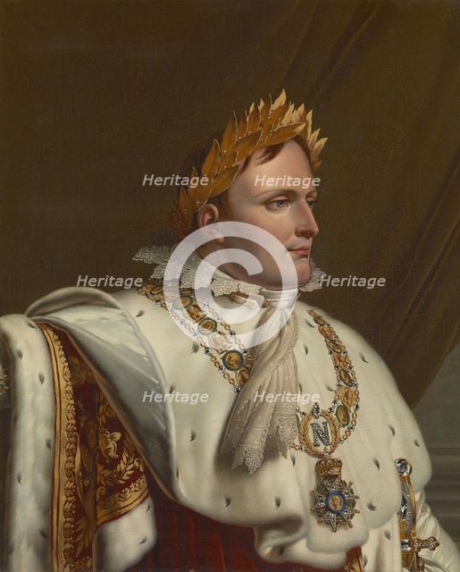Portrait of Emperor Napoléon I Bonaparte (1769-1821) in his Coronation Robes, Early 19th cen.. Creator: Girodet de Roucy Trioson, Anne Louis (1767-1824).