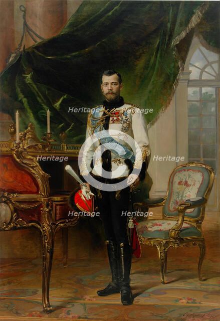Portrait of Emperor Nicholas II (1868-1918), 1896. Artist: Liphart, Ernest Karlovich (1847-1932)