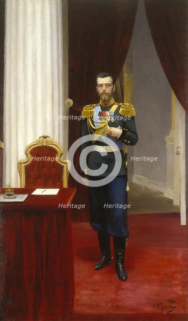 Portrait of Emperor Nicholas II (1868-1918), 1896. Artist: Repin, Ilya Yefimovich (1844-1930)