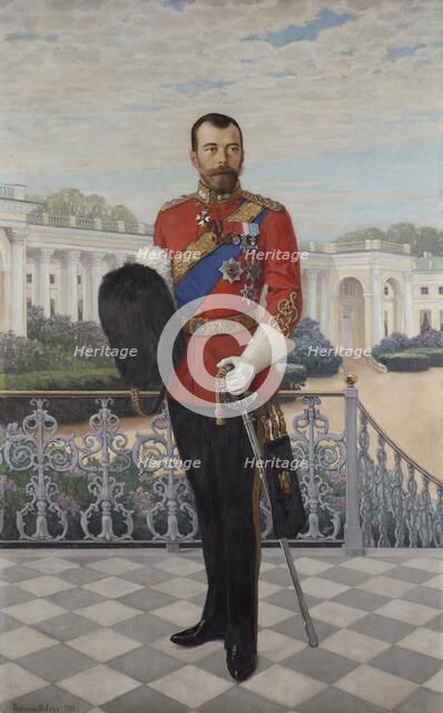 Portrait of Emperor Nicholas II (1868-1918), 1908. Creator: Bogdanov-Belsky, Nikolai Petrovich (1868-1945).