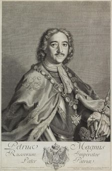 Portrait of Emperor Peter I the Great (1672-1725), 1743. Creator: Soubeyran, Pierre (1709-1775)