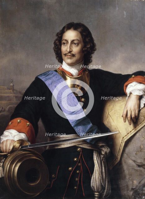 Portrait of Emperor Peter I the Great (1672-1725). Artist: Delaroche, Paul Hippolyte (1797-1856)