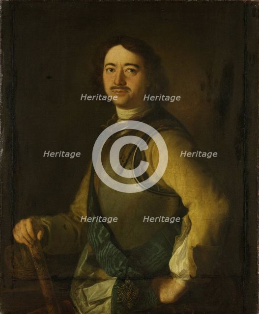 Portrait of Emperor Peter I the Great (1672-1725), Early 18th cen.. Artist: Anonymous  