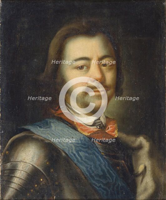 Portrait of Emperor Peter I the Great (1672-1725), Early 18th cen.. Artist: Nikitin, Ivan Nikitich (1680s-after 1742)