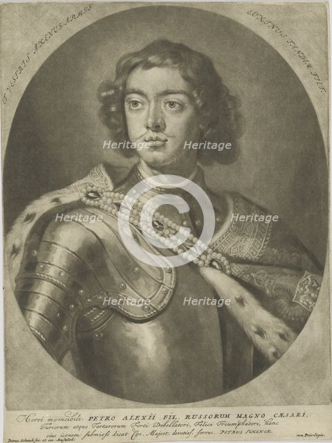 Portrait of Emperor Peter I the Great (1672-1725), um 1700. Creator: Schenk, Peter (Petrus), the Elder (1660-1718).