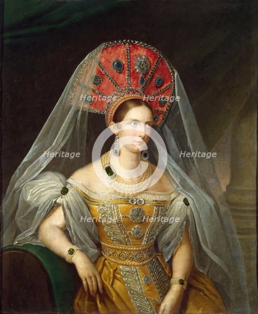 Portrait of Empress Alexandra Feodorovna, 1836. Creator: A Malyukov.