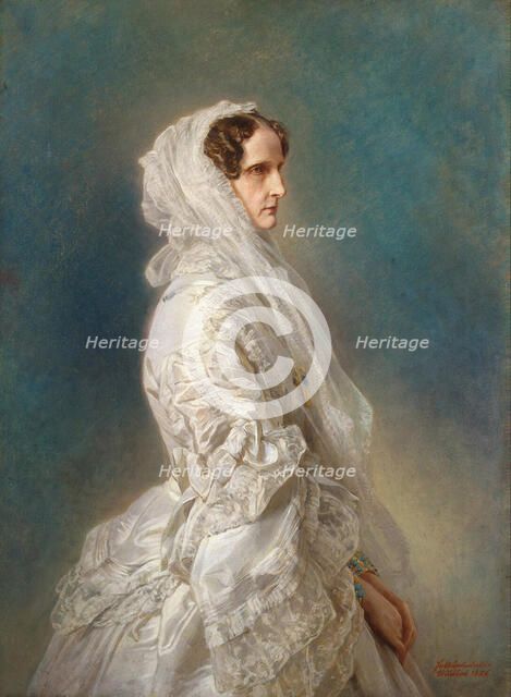 Portrait of Empress Alexandra Fyodorovna (Charlotte of Prussia), 1856. Creator: Winterhalter, Franz Xavier (1805-1873).