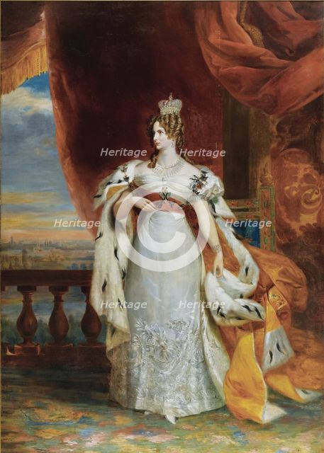 Portrait of Empress Alexandra Fyodorovna (Charlotte of Prussia), Emperor's Nicholas I. wife (1798-18 Artist: Dawe, George (1781-1829)