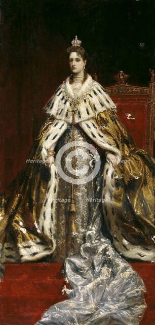 Portrait of Empress Alexandra Fyodorovna of Russia (1872-1918), the wife of Tsar Nicholas II, 1890s. Creator: Makovsky, Konstantin Yegorovich (1839-1915).