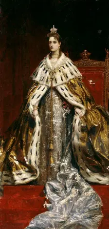 Portrait of Empress Alexandra Fyodorovna of Russia (1872-1918), the wife of Tsar Nicholas II, 1890s. Creator: Makovsky, Konstantin Yegorovich (1839-1915)