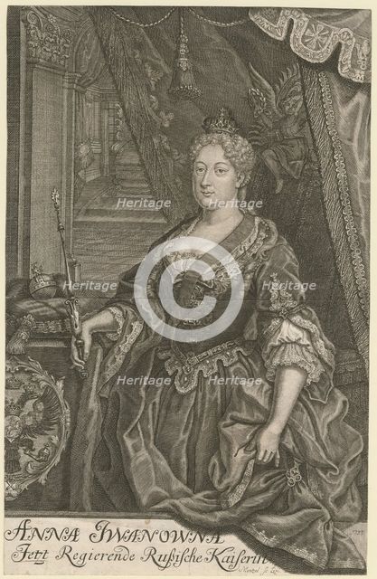 Portrait of Empress Anna Ioannovna (1693-1740), 1733. Artist: Mentzel (Menzel), Johann Georg (1677-1743)