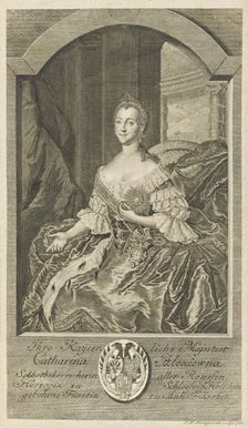 Portrait of Empress Catherine II (1729-1796), 1762. Creator: Bernigeroth, Johann Martin (1713-1767)