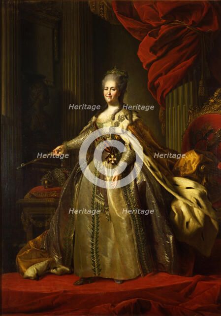 Portrait of Empress Catherine II (1729-1796), 1775-1780. Artist: Rokotov, Fyodor Stepanovich (1735-1808)