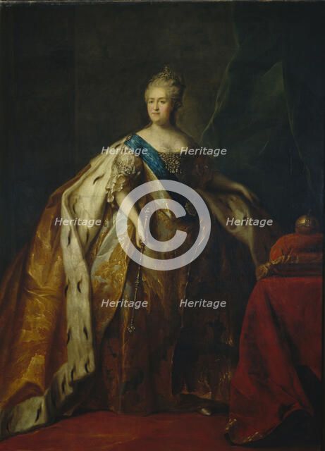 Portrait of Empress Catherine II (1729-1796), 1796. Artist: Drozhdin, Petro Semyonovich (1745-1805)