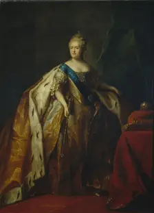 Portrait of Empress Catherine II (1729-1796), 1796. Artist: Drozhdin, Petro Semyonovich (1745-1805)