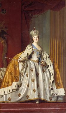 Portrait of Empress Catherine II (1729-1796) in Her Coronation Robes, 1766. Creator: Erichsen (Eriksen), Vigilius (1722-1782)