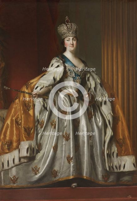 Portrait of Empress Catherine II (1729-1796) in Her Coronation Robes, after 1762. Artist: Erichsen, Vigilius (1722-1782)