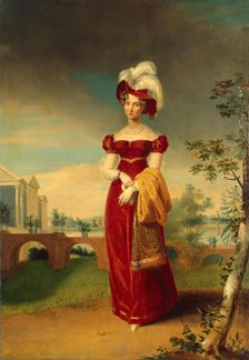 Portrait of Empress Elizabeth Alexeyevna in a Park in Tsarskoye Selo (copy), 1824. Creator: Unknown