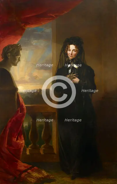 Portrait of Empress Elizabeth Alexeievna (1779-1826) in Mourning Dress, after 1825. Creator: Dawe, George (1781-1829).