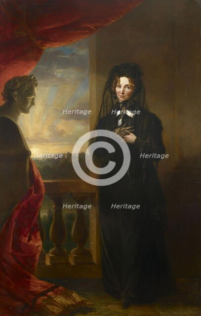 Portrait of Empress Elizabeth Alexeievna (1779-1826) in Mourning Dress, after 1825. Creator: Dawe, George (1781-1829).