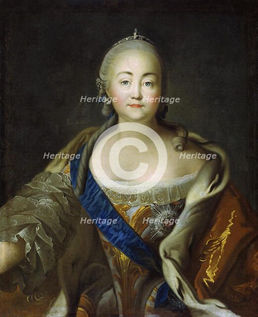 Portrait of Empress Elisabeth (1709-1762), 1750s-1760s.  Creator: Argunov, Ivan Petrovich (1729-1802).