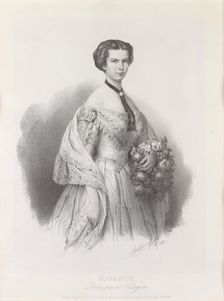 Portrait of Empress Elisabeth of Austria, 1853. Creator: Hanfstaengl, Franz (1804-1877)